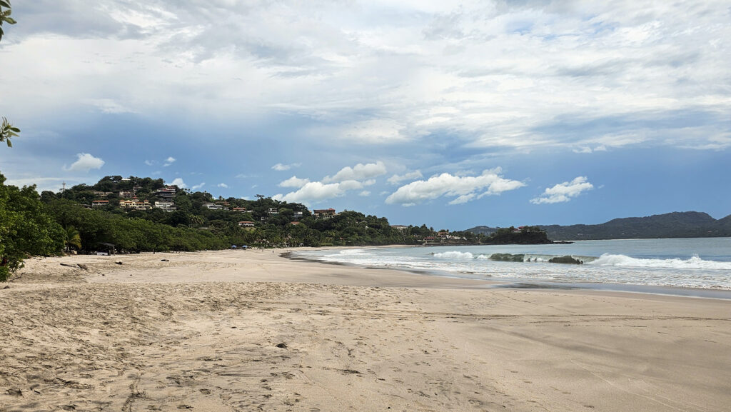 The view looking south down Playa Flamingo.